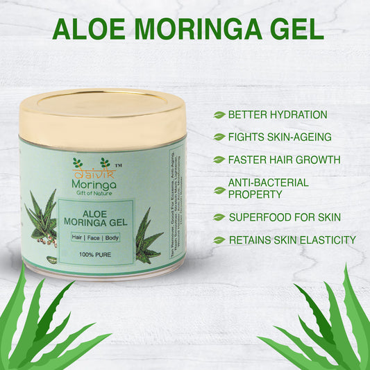 Daivik Moringa Aloe Moringa Gel | 100% Natural | Anti Aging, Anti Acne, Hair Growth, Moisturizer | 110g