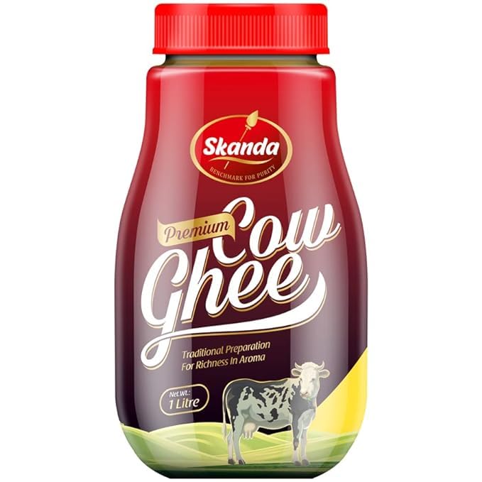Skanda Premium Desi Cow Ghee | Fresh Curd-Churned | Rich in Healthy Fats | Made with Traditional Bilona Method | Pure & Authentic Cow Ghee