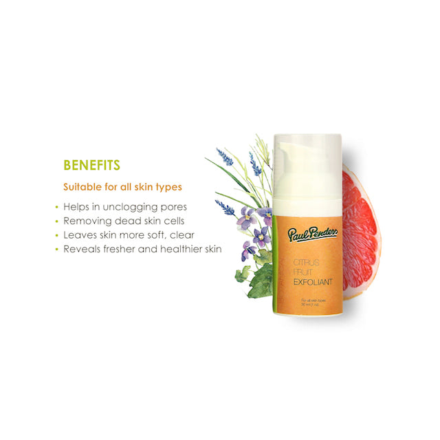 Paul Penders Citrus Fruit Exfoliant | AHA Face Scrub For Unclogging Pores To Reveal Smooth & Healthy Skin | Whitening Effect 30ml