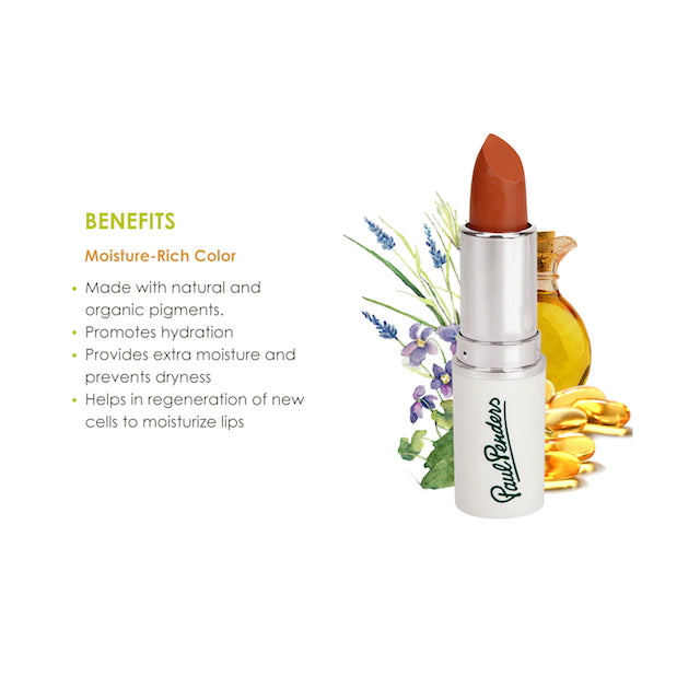 Paul Penders Hand Made Natural Cream Lipstick For A Natural Look | Moisture Rich Colour - Peony 4g