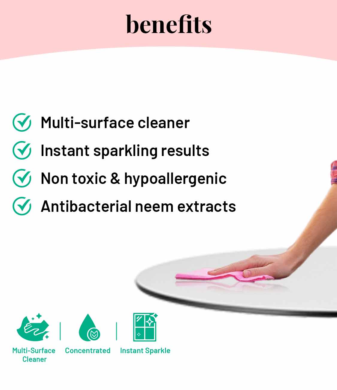 Born Good Plant-based Glass & Multi-Surface Cleaner Concentrate Kit (Makes 1 L)