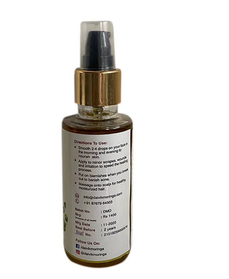 Daivik Moringa Seeds Cold Pressed Oil | 100% Natural | Hair Growth & Skin Care | 100 ml