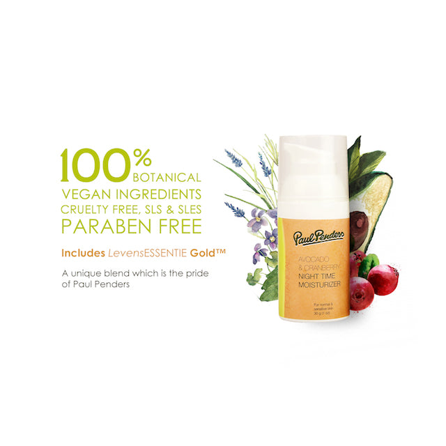 Paul Penders Avocado & Cranberry Night Time Moisturizer | Night Cream For Dry & Sensitive Skin 30g