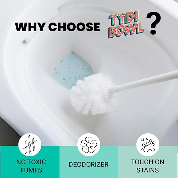 TYDI BOWL Toilet Cleaner, Hard Water Stain Remover, Vinegar Powered, Non-Toxic, Child Safe & Pet Safe, BubbleBlast