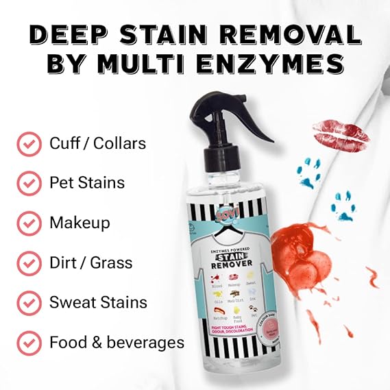 SOVI Stain Remover, Bio Enzymes-Based Stain Removing Agents for Clothes, Fabric & Laundry Use, Pet & Child Safe, Preserves Fabric Colour, Pack of 1 (500 ml)