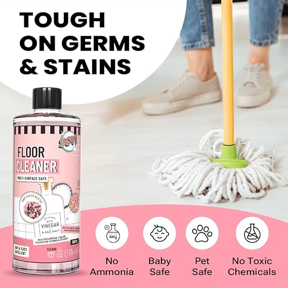 SOVI Floor Cleaner, Vinegar Powered, Stain Remover, Multi-surface Safe, Ants & Flies Repellent, Child Safe, Pet Safe, The French Connection