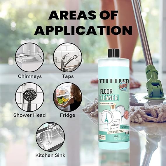 SOVI Floor Cleaner, Vinegar Powered, Stain Remover, Multi-surface Safe, Ants & Flies Repellent, Child Safe, Pet Safe, The French Connection