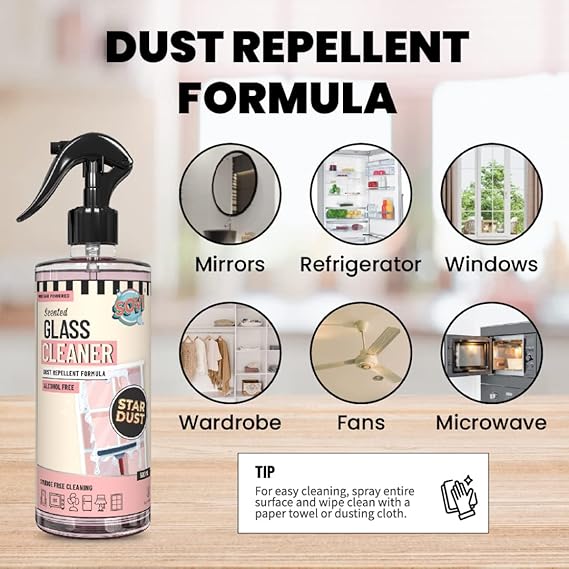 SOVI Scented & Vinegar Powered Glass Cleaner with Dust Repellent Formula, Alcohol Free