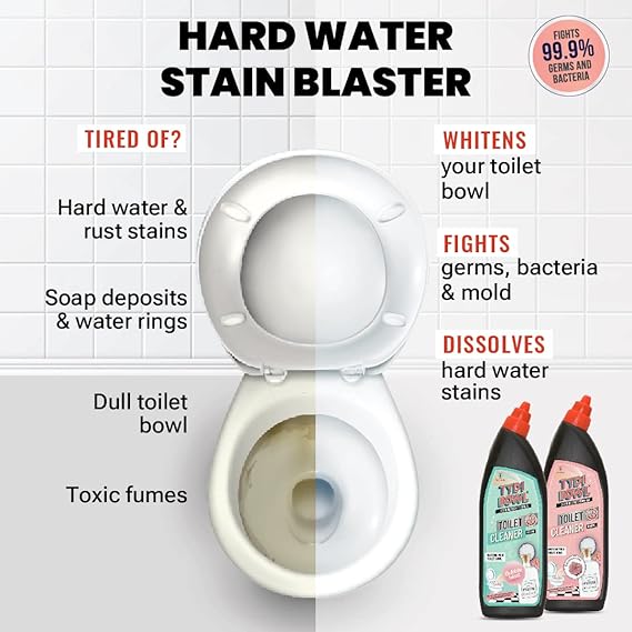 TYDI BOWL Toilet Cleaner, Hard Water Stain Remover, Vinegar Powered, Non-Toxic, Child Safe & Pet Safe, BubbleBlast