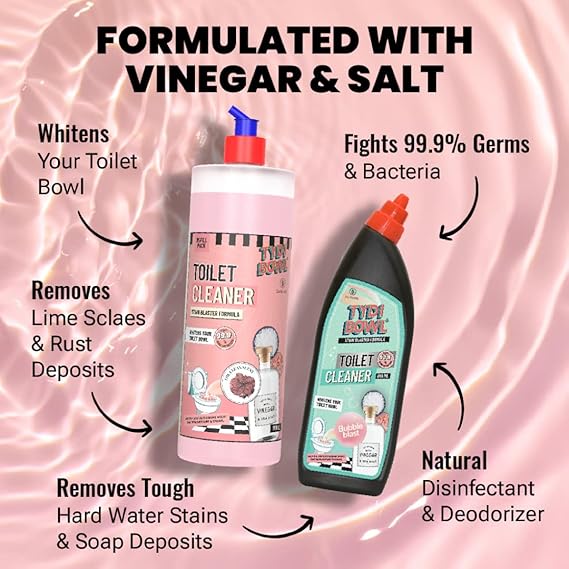 TYDI BOWL Toilet Cleaner, Hard Water Stain Remover, Vinegar Powered, Non-Toxic, Child Safe & Pet Safe, BubbleBlast