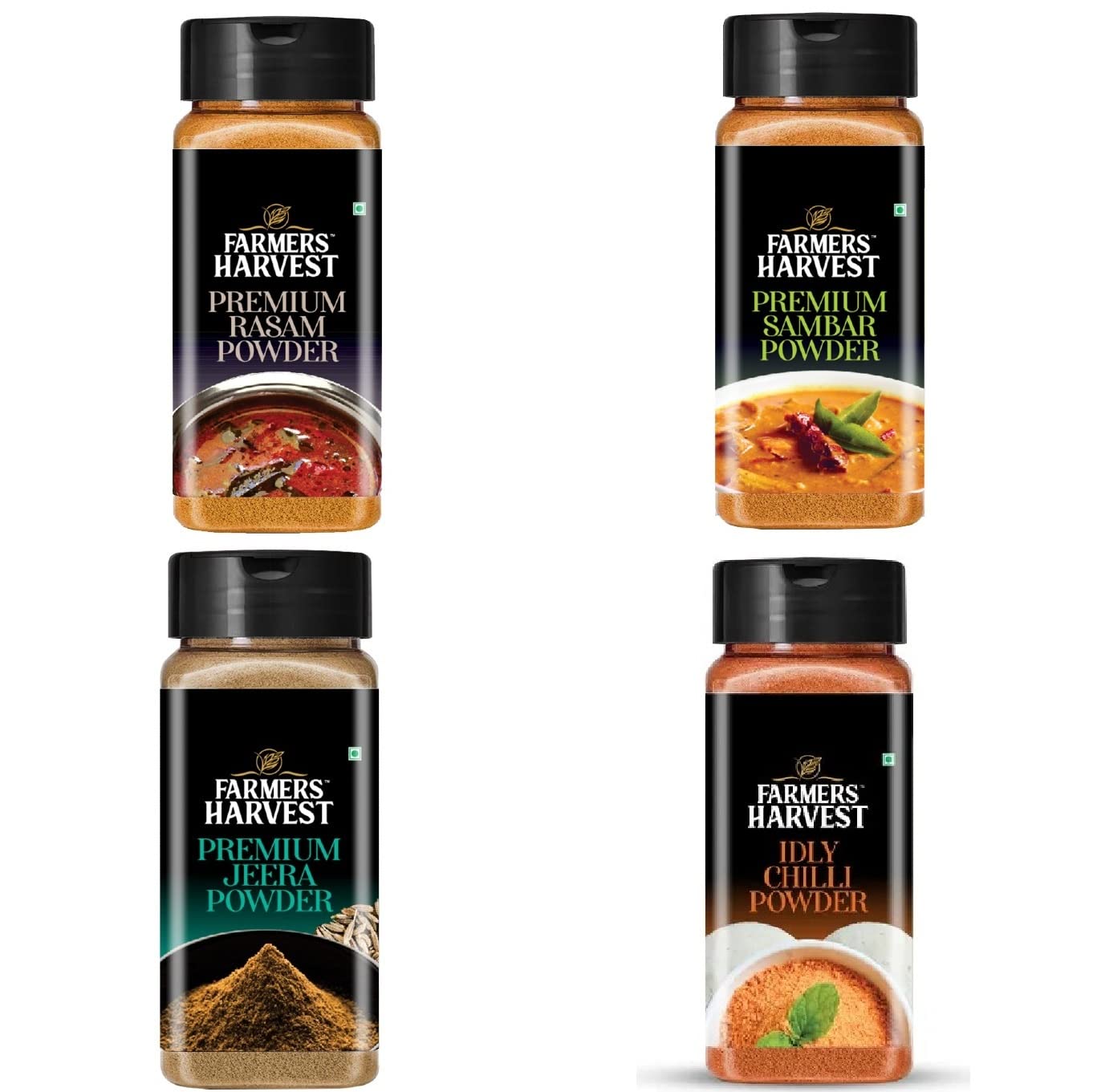 Farmers Harvest Multi Combo Pack of 4 - Rasam Powder - 100g, Sambar Powder - 100g, Idly Chilli Powder- 150g, Jeera Powder- 100g)