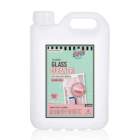 SOVI Scented & Vinegar Powered Glass Cleaner with Dust Repellent Formula, Alcohol Free