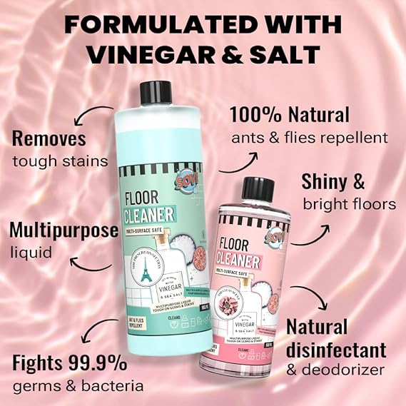 SOVI Floor Cleaner, Vinegar Powered, Stain Remover, Multi-surface Safe, Ants & Flies Repellent, Child Safe, Pet Safe, The French Connection