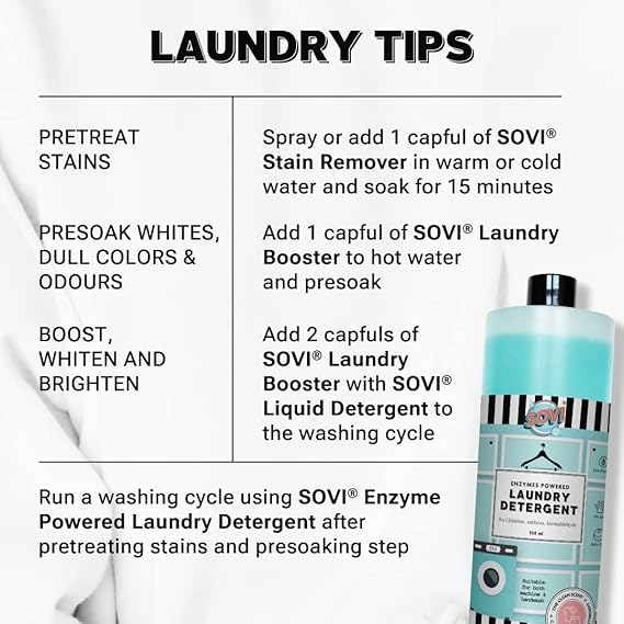 SOVI Stain Remover, Bio Enzymes-Based Stain Removing Agents for Clothes, Fabric & Laundry Use, Pet & Child Safe, Preserves Fabric Colour, Pack of 1 (500 ml)