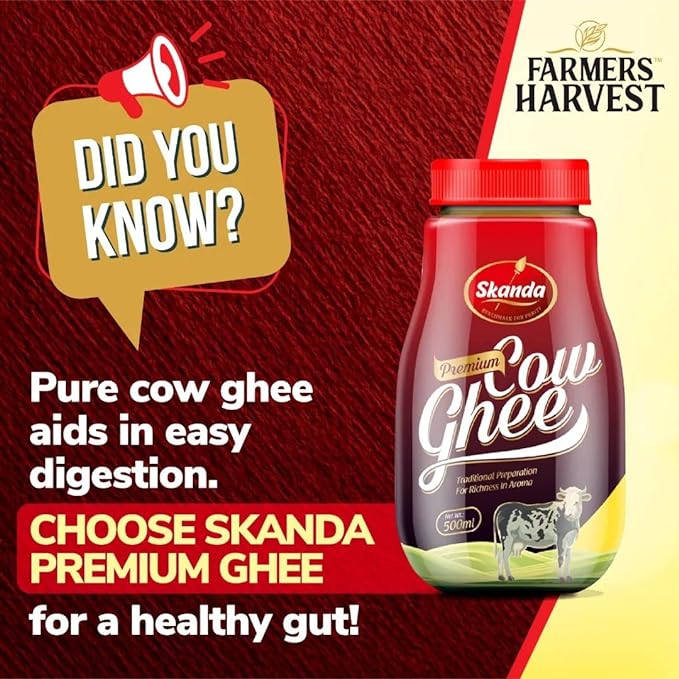 Skanda Premium Desi Cow Ghee | Fresh Curd-Churned | Rich in Healthy Fats | Made with Traditional Bilona Method | Pure & Authentic Cow Ghee
