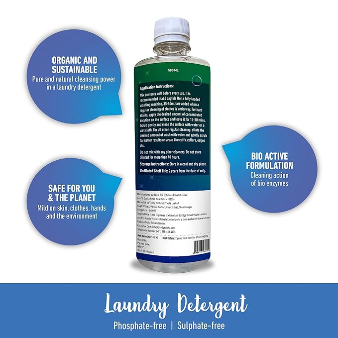 Tropical Dew Natural Liquid Laundry Detergent - Phosphate-free and Sulphate-free Liquid Detergent - 500ml