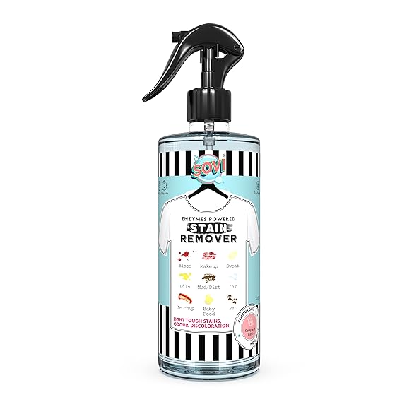 SOVI Stain Remover, Bio Enzymes-Based Stain Removing Agents for Clothes, Fabric & Laundry Use, Pet & Child Safe, Preserves Fabric Colour, Pack of 1 (500 ml)