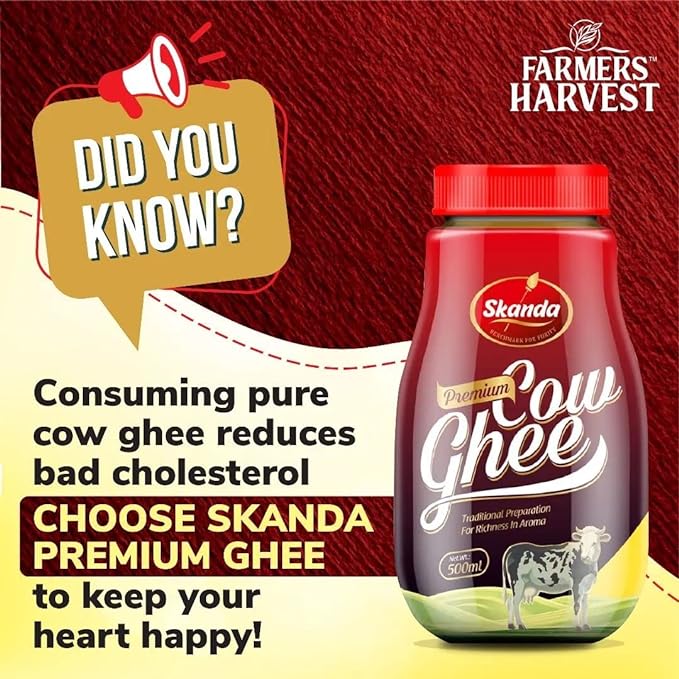 Skanda Premium Desi Cow Ghee | Fresh Curd-Churned | Rich in Healthy Fats | Made with Traditional Bilona Method | Pure & Authentic Cow Ghee