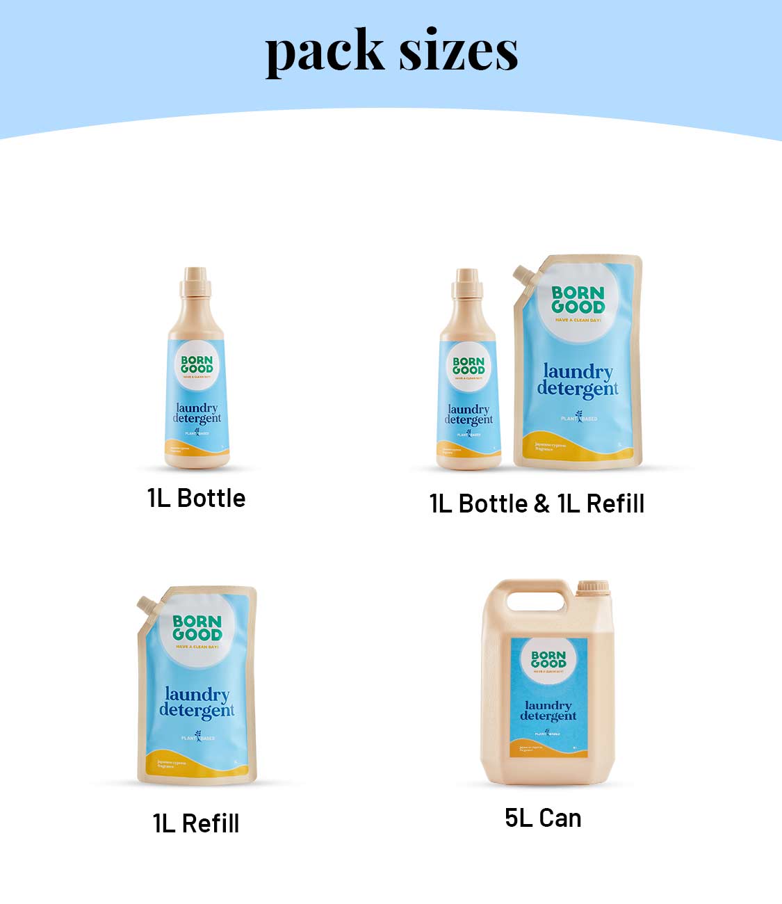 Born Good Plant-based Fragrance Laundry Detergent (Japanese Cypress) - 1 L Refill