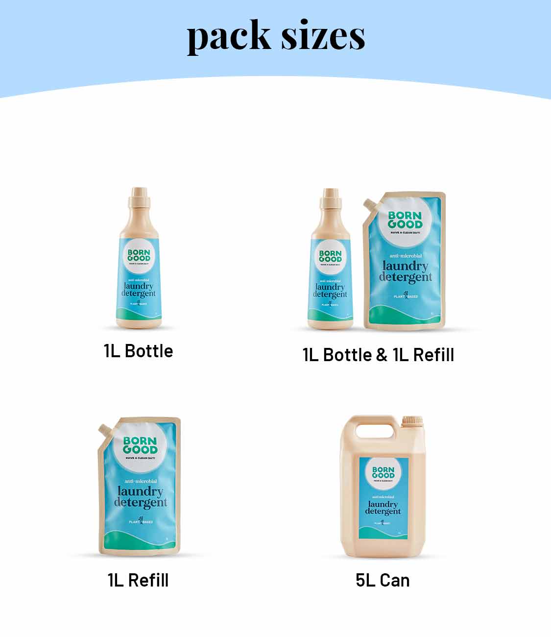 Born Good Plant-based Anti Microbial Laundry Detergent - 1 L Bottle