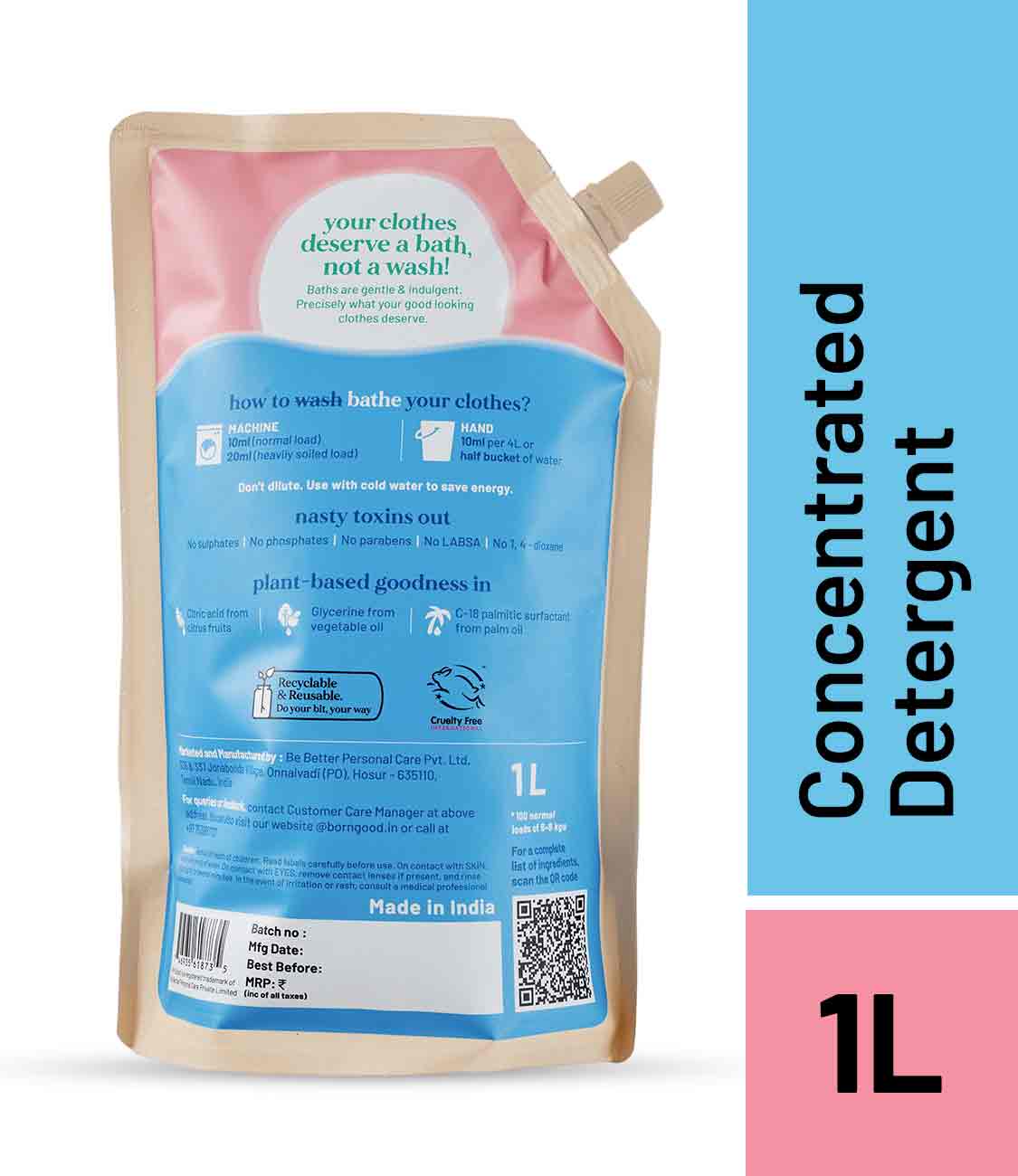 Born Good Plant-based Concentrated Laundry Detergent - 1 L Refill