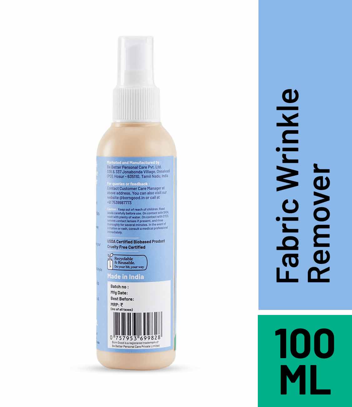 Born Good Plant-based Fabric Wrinkle Remover - 100 ml Bottle