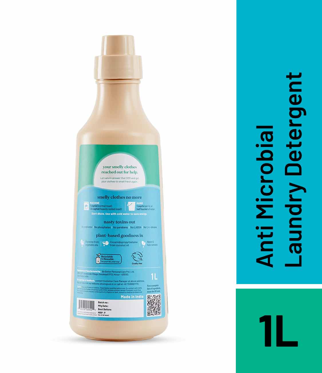 Born Good Plant-based Anti Microbial Laundry Detergent - 1 L Bottle