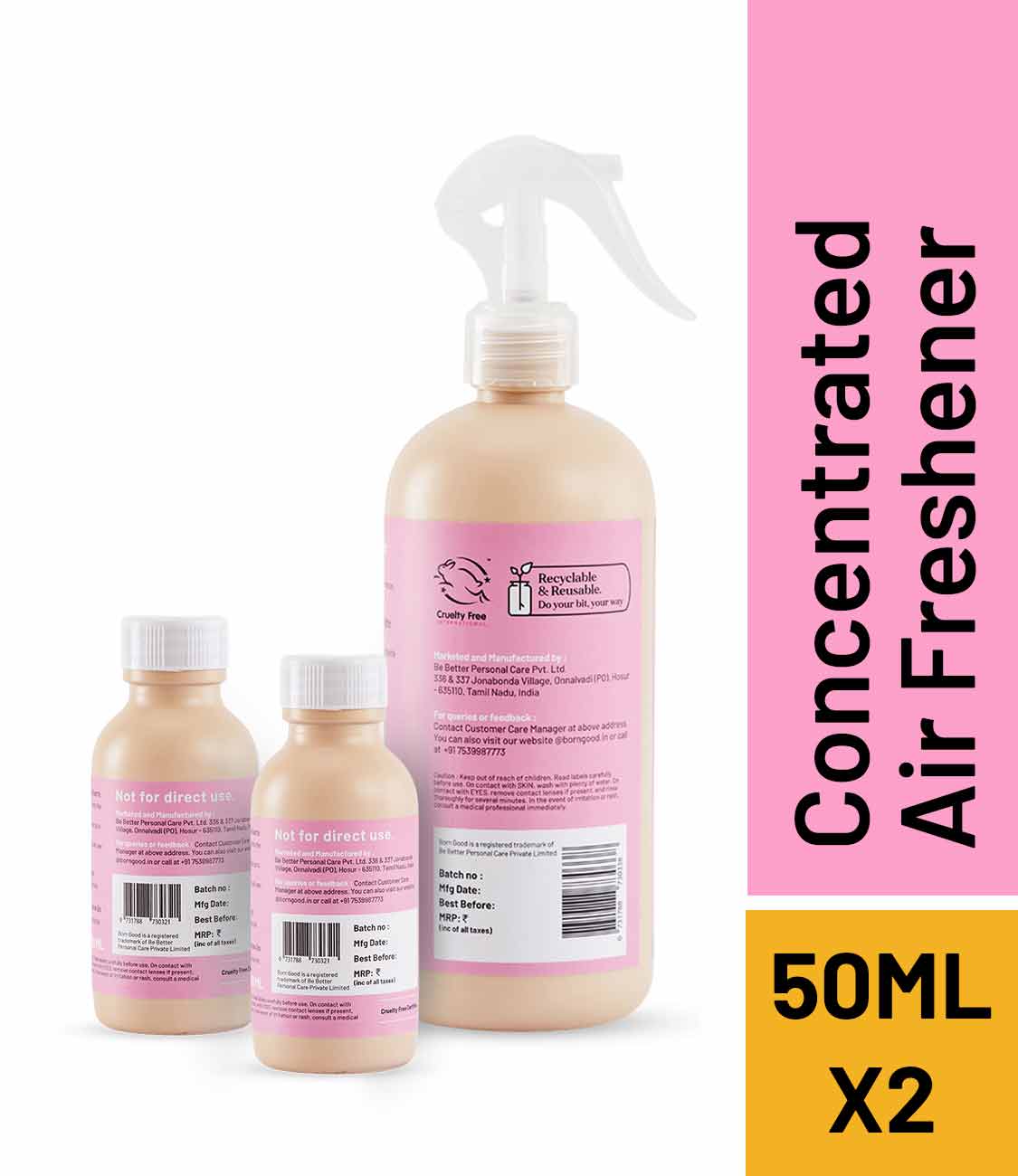 Born Good Plant-based Air Freshener (Indian Summer) Concentrate Kit (Makes 1 L)