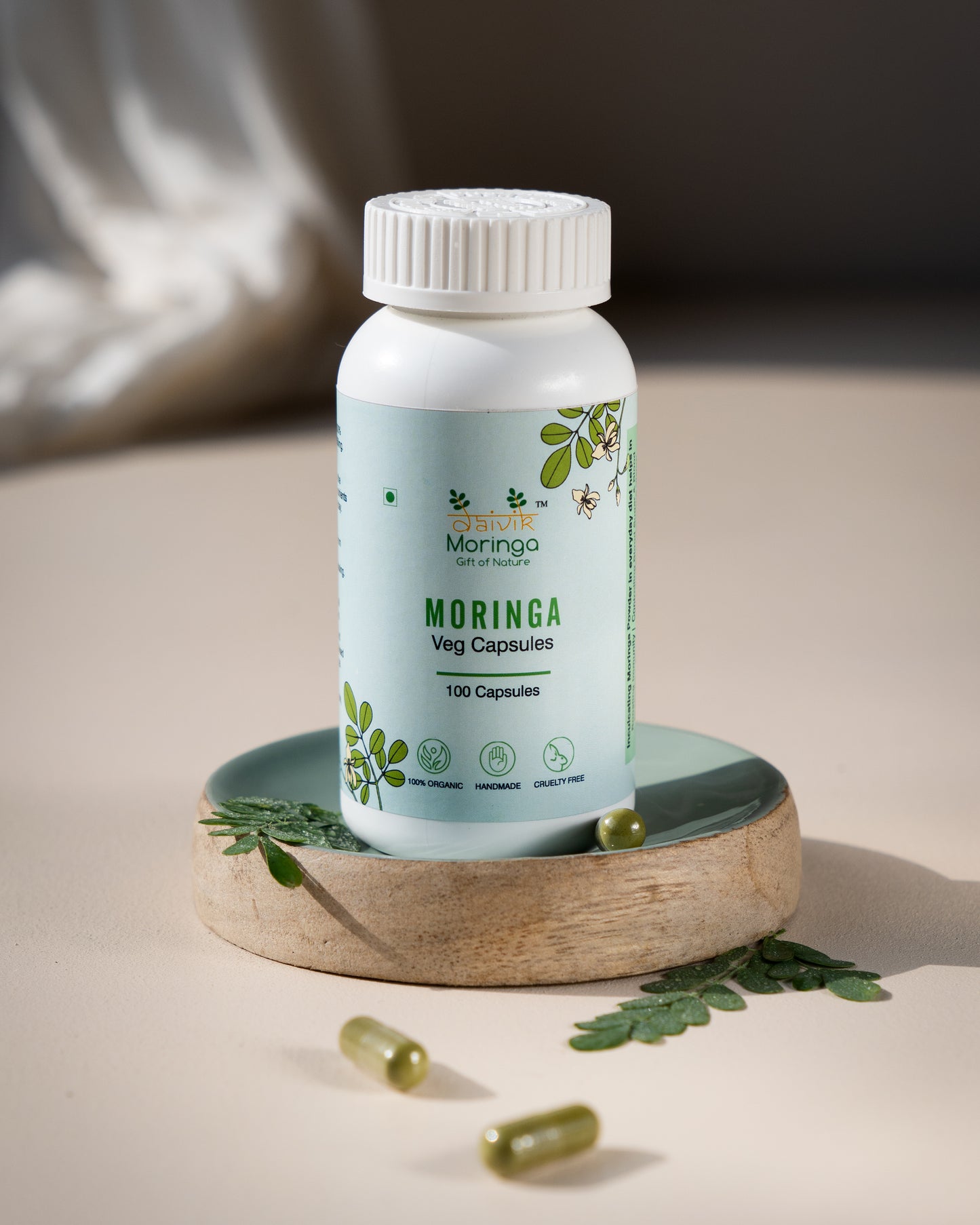 Daivik Moringa Veg Capsules | 100% Natural | Immunity Booster, Anti Aging, Anti Oxidant | 100 Caps Each