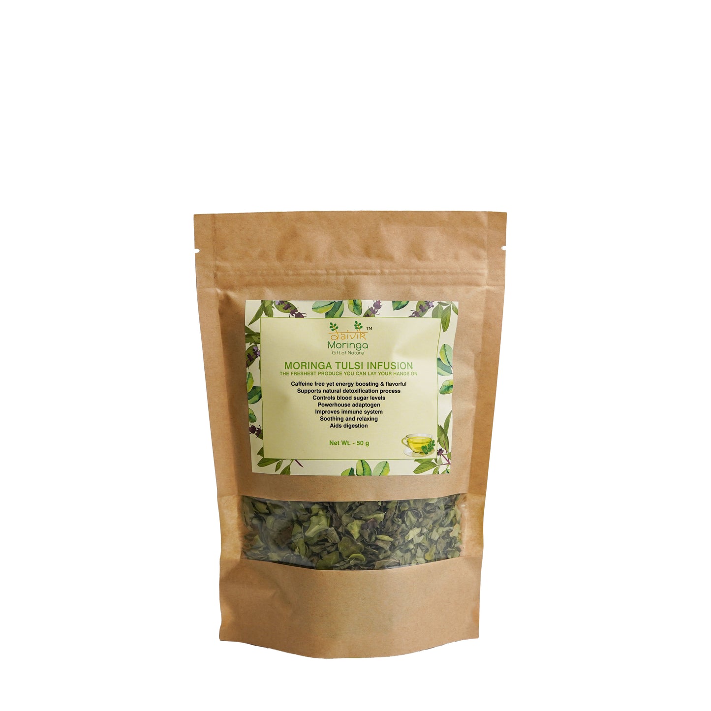 Daivik Moringa Tulsi Infusion Tea Drinkfor Immunity, Digestion, Detoxification, Immunity & Helps Weight Loss| 50g