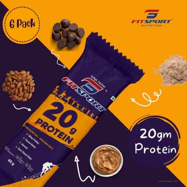 FitSport 20g Protein - Whey Protein, Peanut Butter, Dark Choco Chips