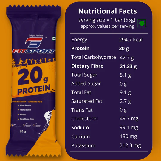 FitSport 20g Protein - Whey Protein, Peanut Butter, Dark Choco Chips