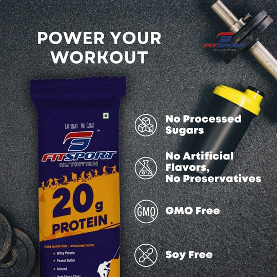 FitSport 20g Protein - Whey Protein, Peanut Butter, Dark Choco Chips