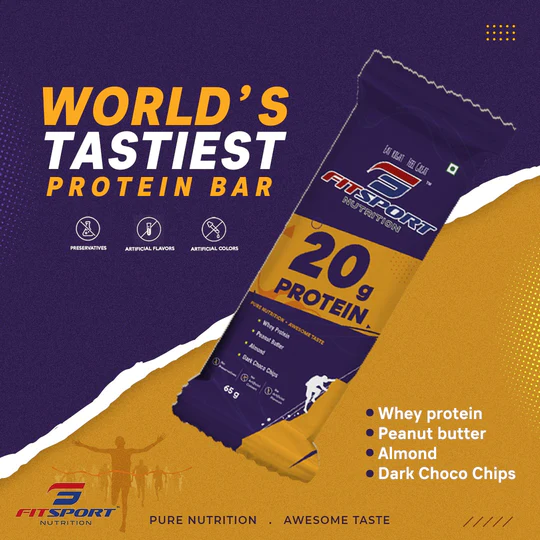 FitSport 20g Protein - Whey Protein, Peanut Butter, Dark Choco Chips