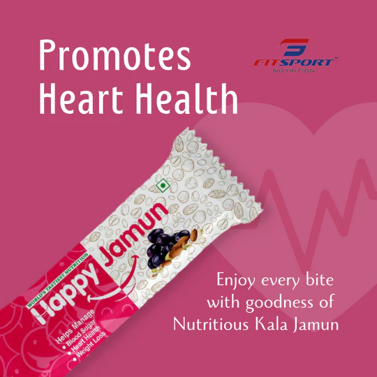 FitSport - Happy Jamun | Healthy Snack I More than 80% Dry Fruits (Black Jamun, Almonds,Sunflower & Pumpkin Seeds,) | Pack of 6 Nutrition Bars 30 gm each - 180 Gm