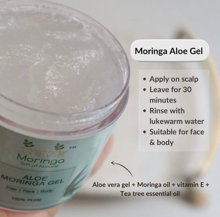 Daivik Moringa Aloe Moringa Gel | 100% Natural | Anti Aging, Anti Acne, Hair Growth, Moisturizer | 300 g