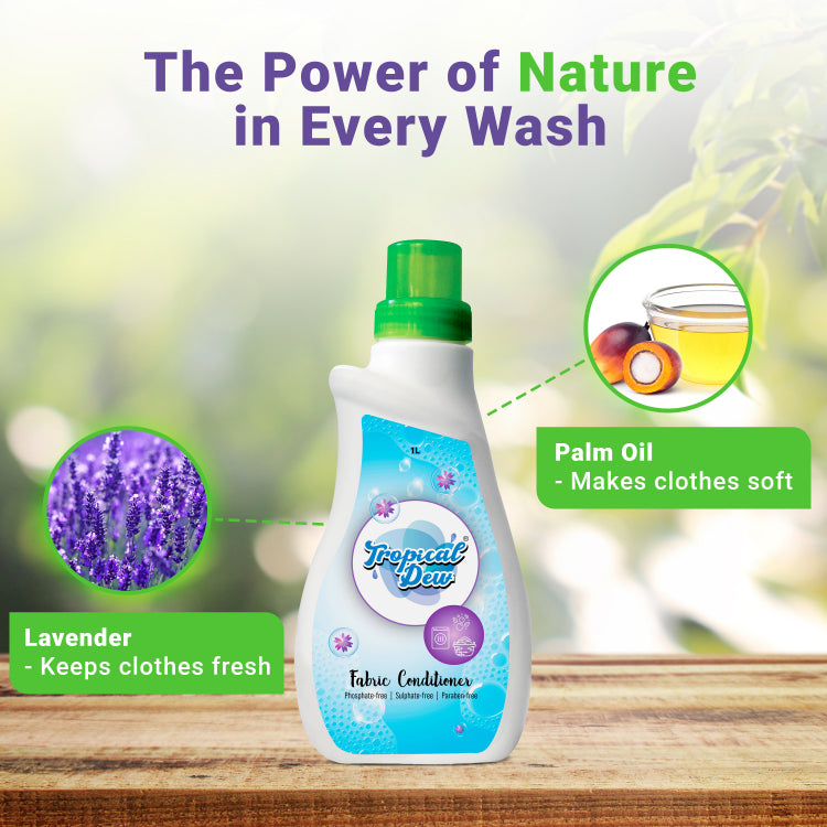 Tropical Dew Top & Front Load Liquid Detergent- 500ml, Plant-Based Fabric Stain-Remover with Lavender Fragrance, Phosphate & Paraben-Free Cloth Softener for Hand Wash & All Type of Washing Machines