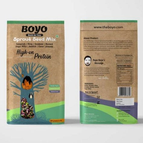 THE BOYO High Protein Sprout Seed Mix 400g - High Protein Snack, Healthy Snacks, Post Workout Snacks, Weight Management Snacks, Low Calorie Snacks, 100% Vegan and Gluten Free