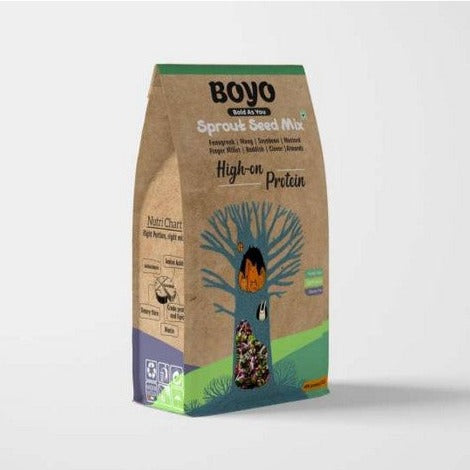 THE BOYO High Protein Sprout Seed Mix 400g - High Protein Snack, Healthy Snacks, Post Workout Snacks, Weight Management Snacks, Low Calorie Snacks, 100% Vegan and Gluten Free