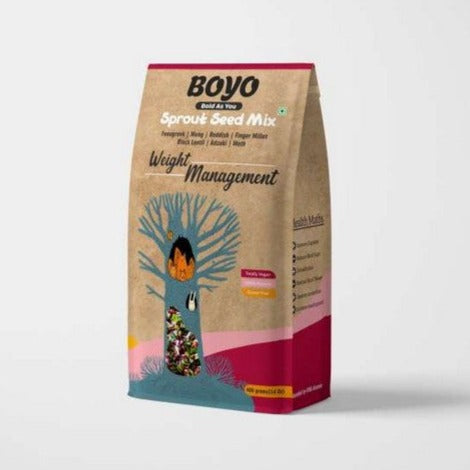 THE BOYO Sprouting Seed Mix for Effective Weight Loss 400g - Mung, Fenugreek, Raddish, Adzuki, Black Lentil, Finger Millet, Moth