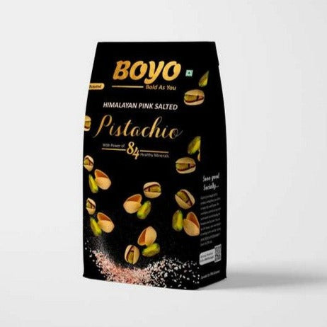THE BOYO Roasted Pistachio Himalayan Pink Salted - Dry Roasted, Non Fried, Oil Free, Crunchy Healthy Snack, 200g
