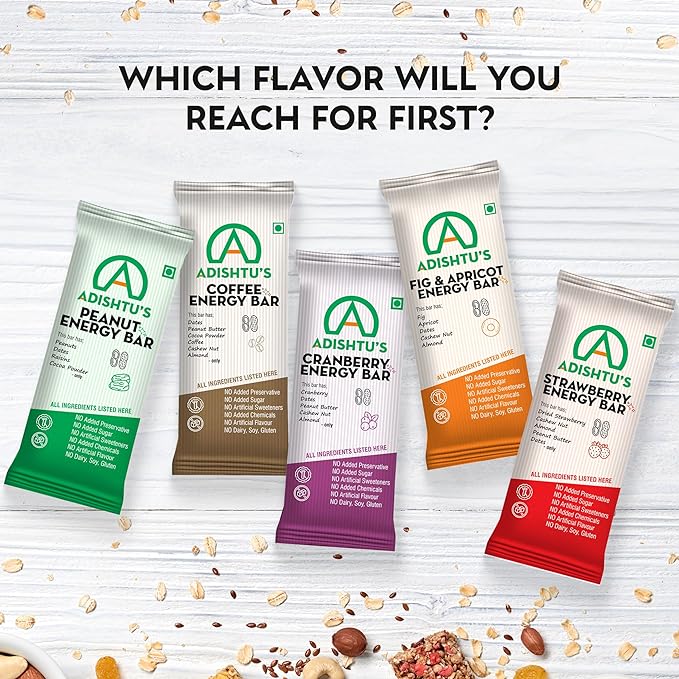 High Calorie Bars - Adishtu Energy Bars with Whole Peanuts, Raisins, Dates & Cocoa Powder - Yummy Snack Bars for Quick Breakfast, Snacking, Workouts, Sports, Campings & More .