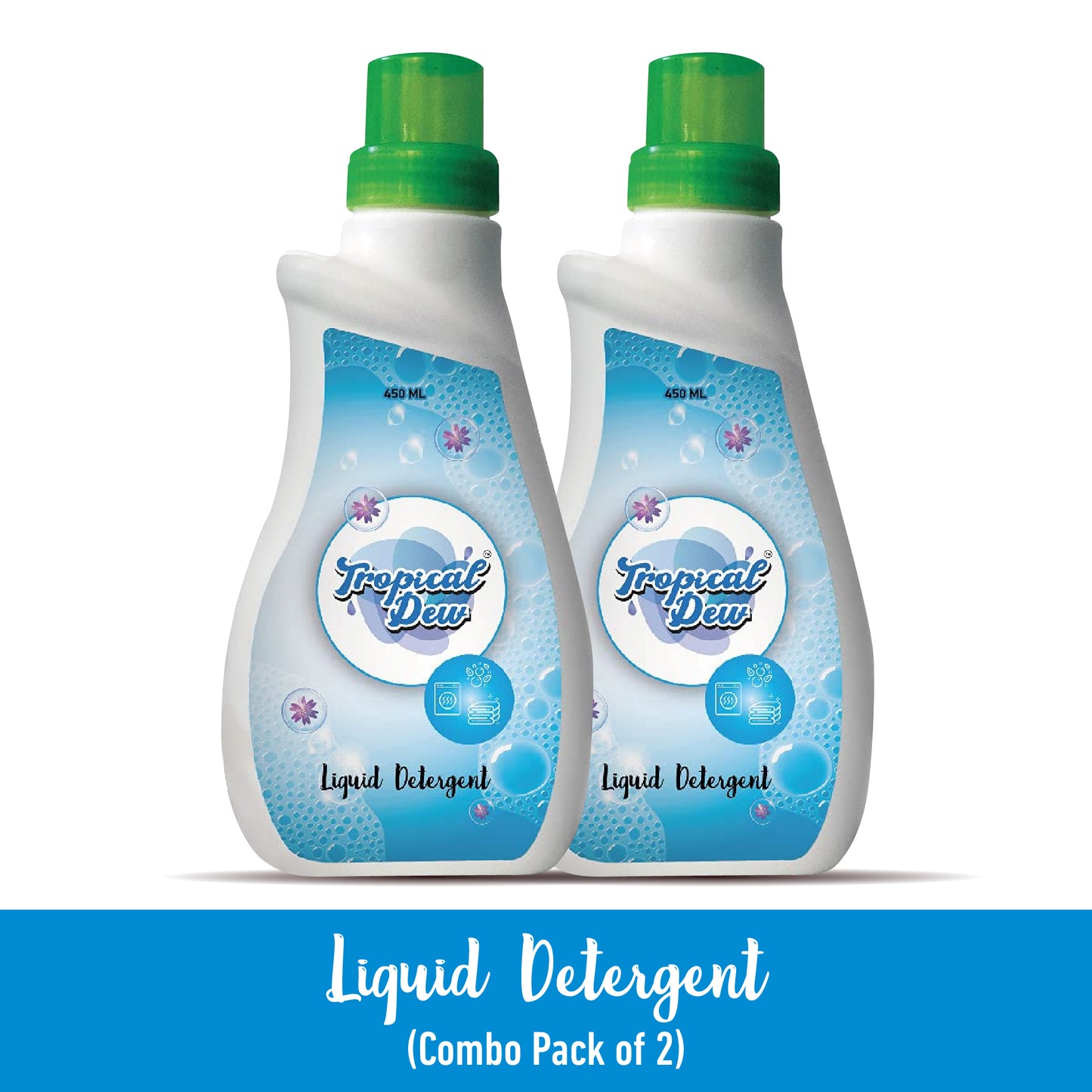 Tropical Dew Liquid Detergent-Lavender & Aqua - Phosphate-free and Sulphate-free - Pack of 2 450ml each