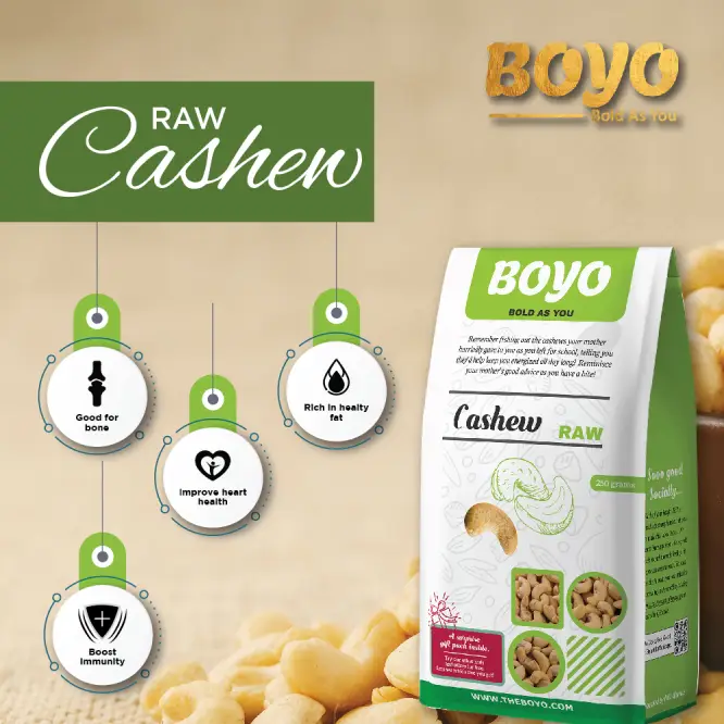 THE BOYO Whole Raw Cashew Nuts Best for Snacking, Baking, Cooking and All Other Recipes Needs, 250g