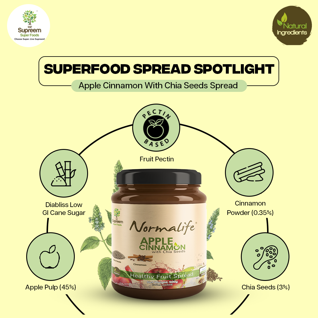 Supreem Super Foods Normalife Apple Cinnamon With Chia Seeds- 200g