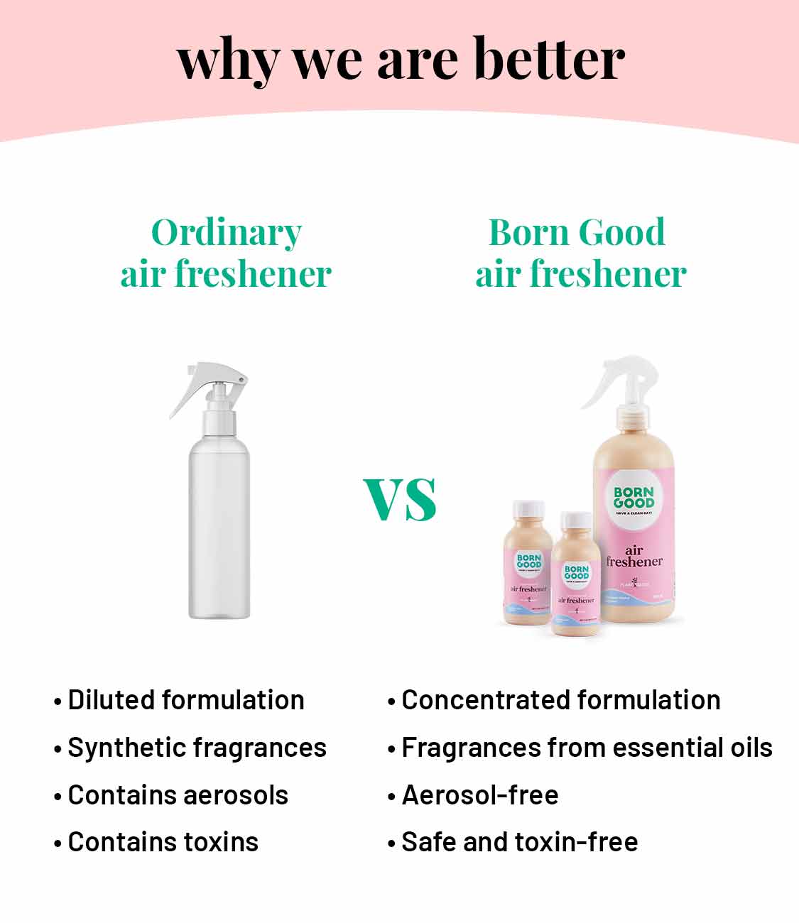 Born Good Plant-based Air Freshener (Himalayan Winter) Concentrate Kit (Makes 1 L)