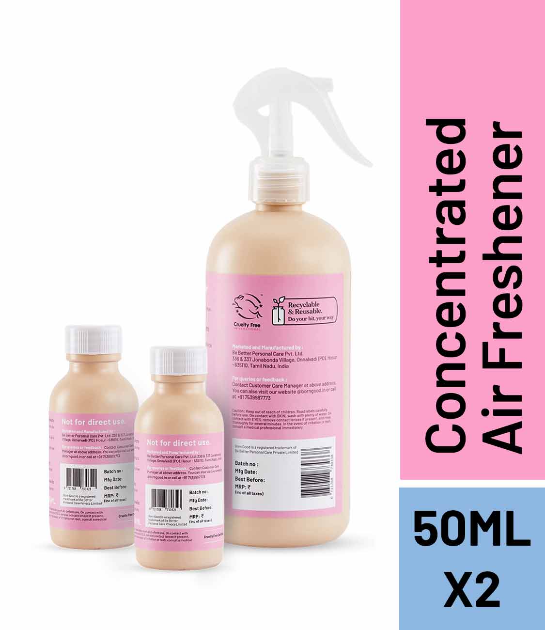 Born Good Plant-based Air Freshener (Himalayan Winter) Concentrate Kit (Makes 1 L)