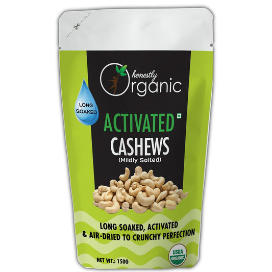 D-Alive Activated Organic Cashews - Mildly Salted (USDA Organic, Long Soaked & Air Dried to Crunchy Perfection) - 150g
