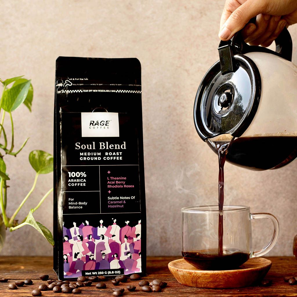 Rage Coffee - Soul Blend Coffee Powder - 100% Arabica Beans Freshly Roasted & Ground - Smooth, Delicious & Aromatic Hot or Cold Coffee.