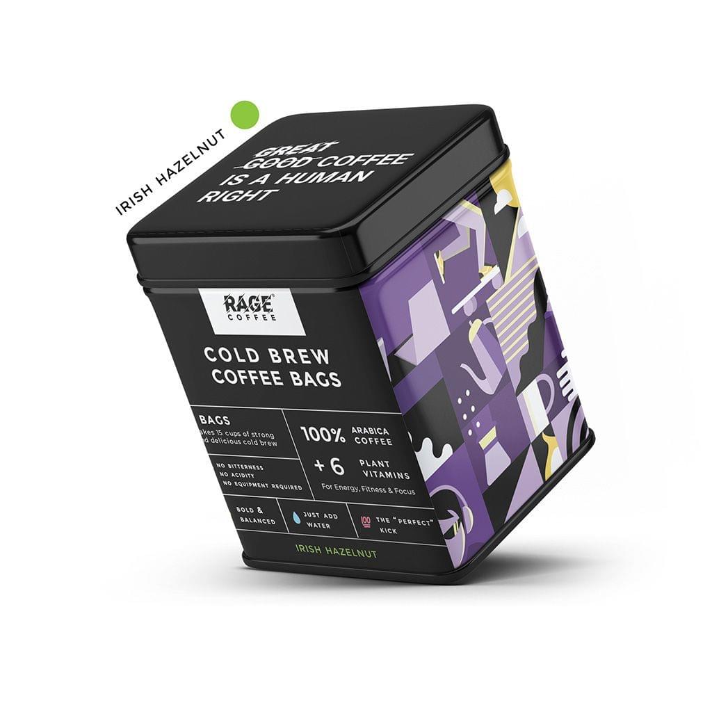 Rage Coffee - Cold Brew Coffee Bags Irish Hazelnut Flavour Pack | 100% Arabica Coffee Beans | Coorg Coffee | Coffee Brew Bags For Bold And Balanced Taste